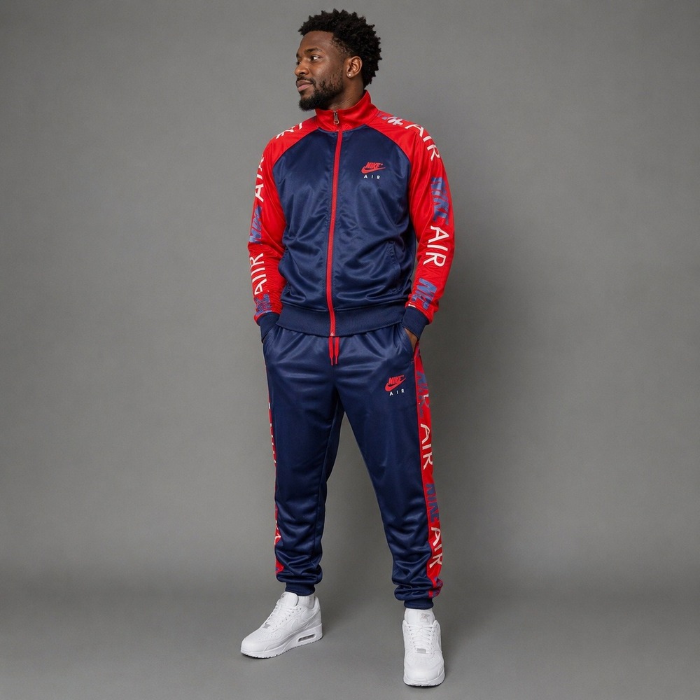 NIKE AIR Track Suit Pants Joggers Jacket Navy Blue Red White Size Medium